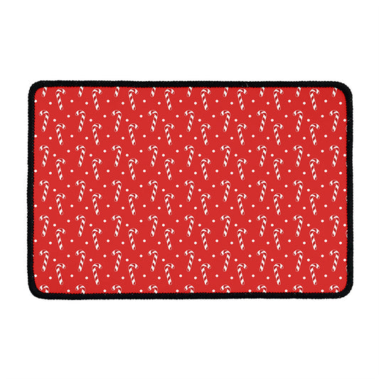 Candy Cane Polka Dot Pattern Print Kitchen Mat