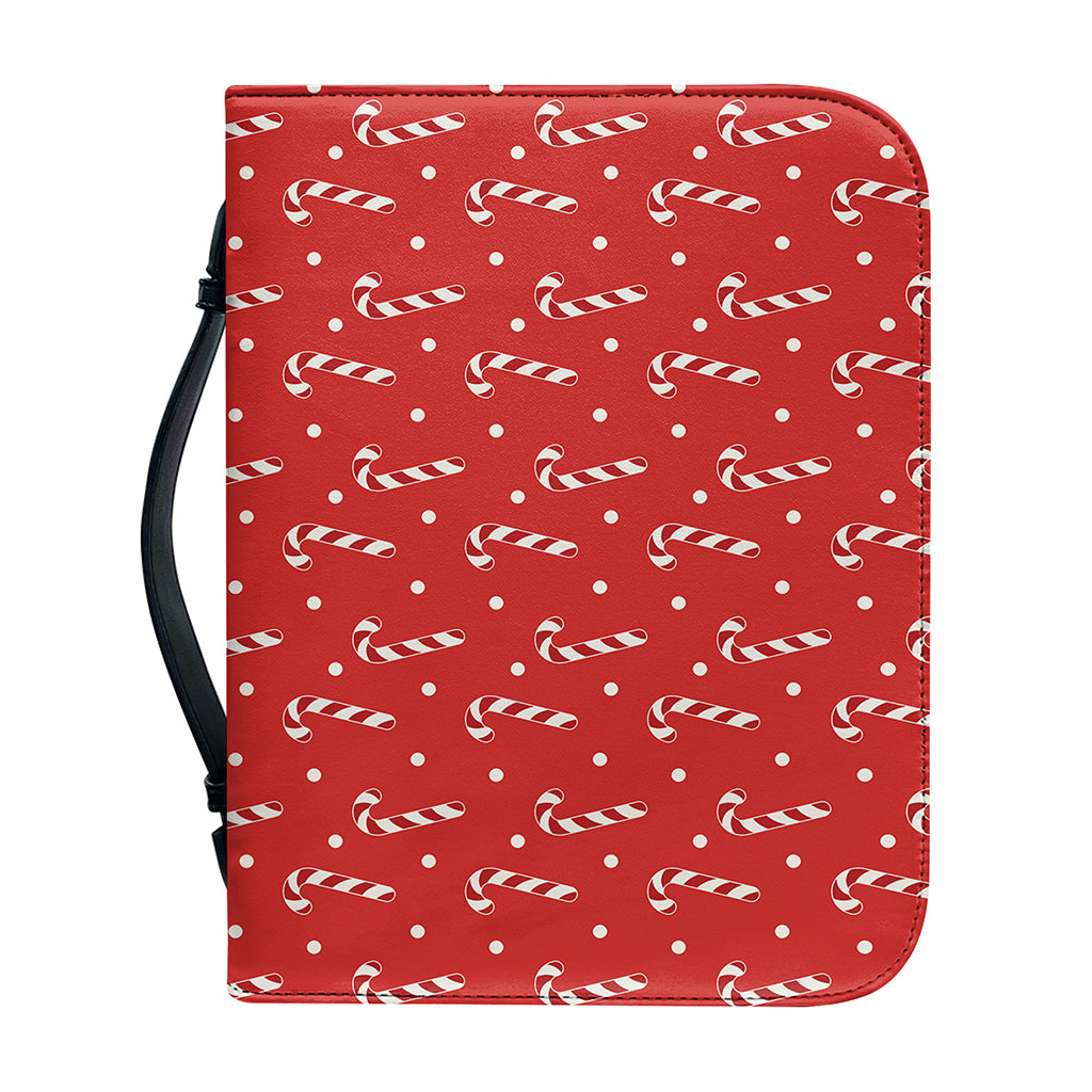 Candy Cane Polka Dot Pattern Print Leather Bible Cover