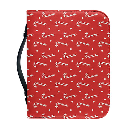 Candy Cane Polka Dot Pattern Print Leather Bible Cover