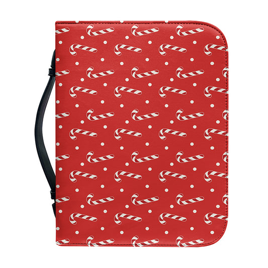 Candy Cane Polka Dot Pattern Print Leather Bible Cover