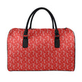 Candy Cane Polka Dot Pattern Print Leather Duffel Bag