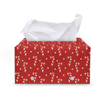 Candy Cane Polka Dot Pattern Print Leather Tissue Box Cover