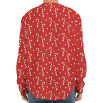 Candy Cane Polka Dot Pattern Print Long Sleeve Baseball Jersey