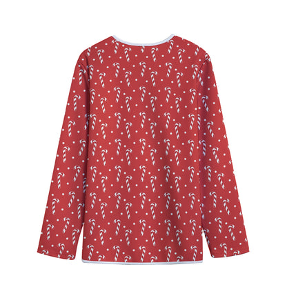 Candy Cane Polka Dot Pattern Print Long Sleeve Short Coat