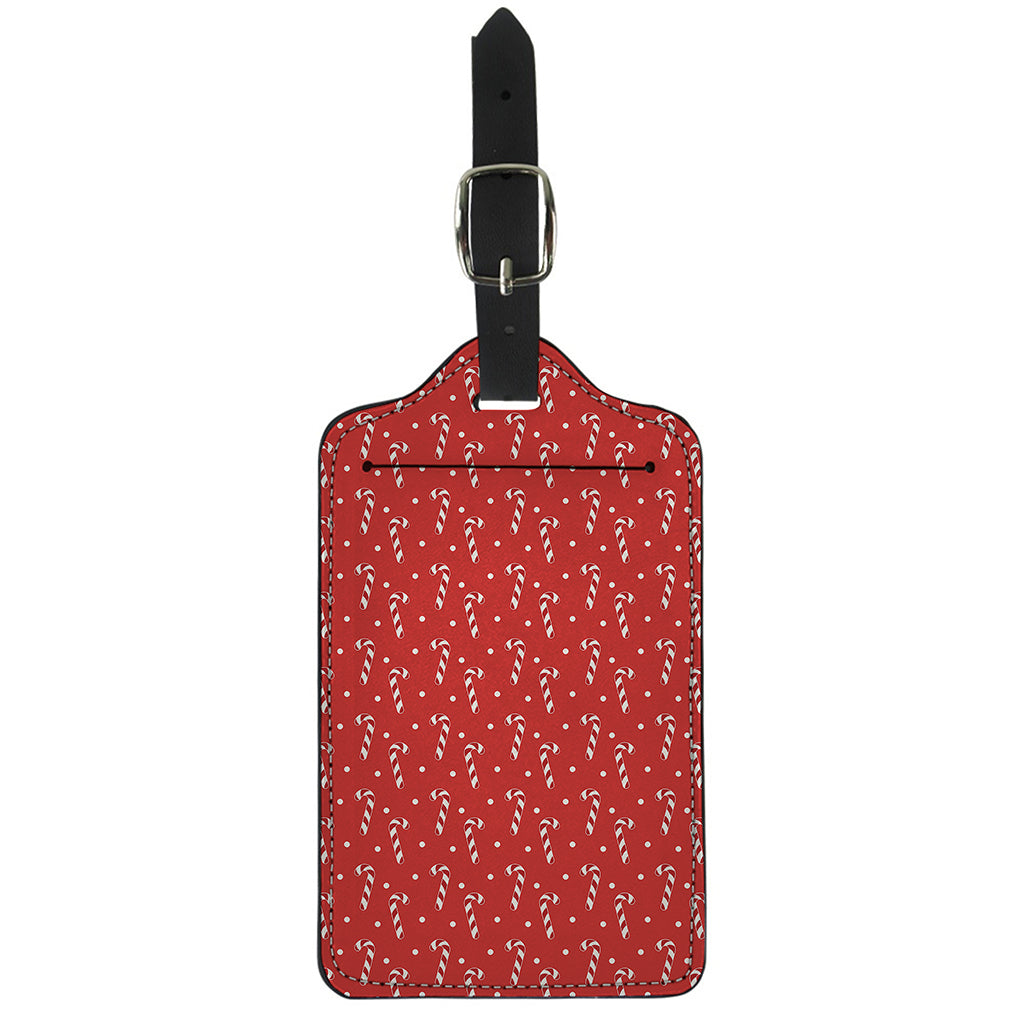 Candy Cane Polka Dot Pattern Print Luggage Tag