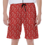 Candy Cane Polka Dot Pattern Print Men's Beach Shorts