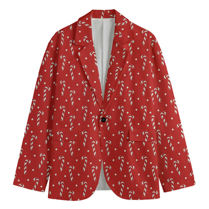 Candy Cane Polka Dot Pattern Print Men's Blazer