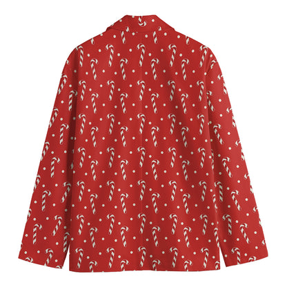 Candy Cane Polka Dot Pattern Print Men's Blazer