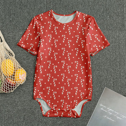 Candy Cane Polka Dot Pattern Print Men's Bodysuit