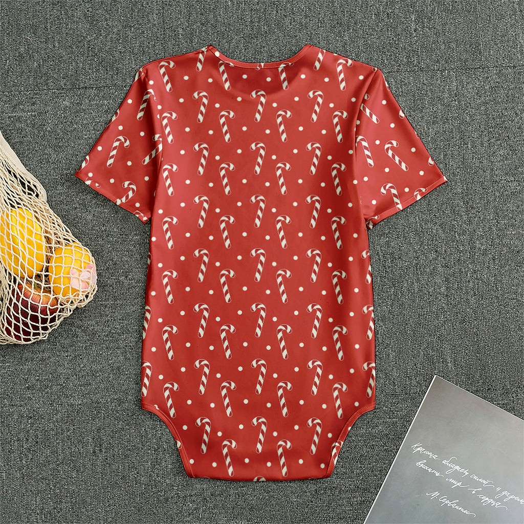 Candy Cane Polka Dot Pattern Print Men's Bodysuit