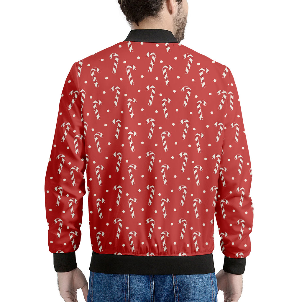Candy Cane Polka Dot Pattern Print Men's Bomber Jacket