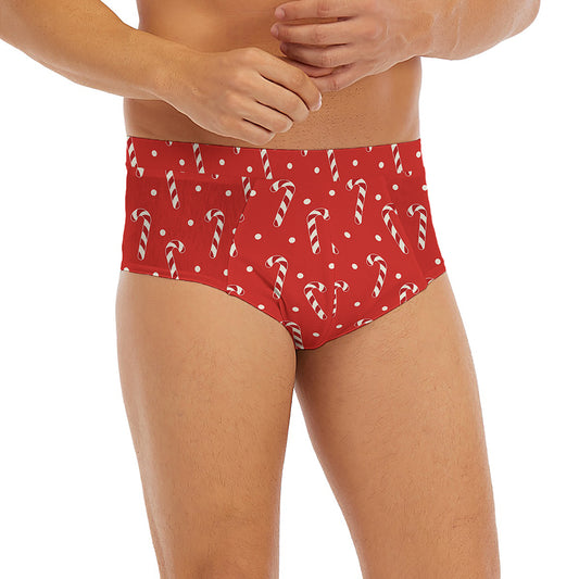 Candy Cane Polka Dot Pattern Print Men's Briefs