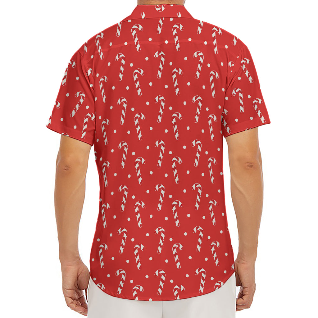 Candy Cane Polka Dot Pattern Print Men's Deep V-Neck Shirt