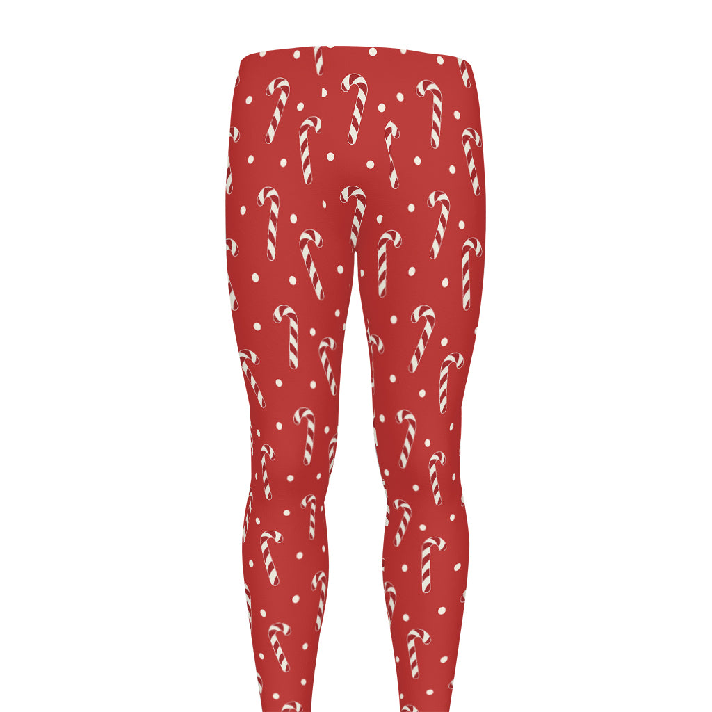 Candy Cane Polka Dot Pattern Print Men's leggings