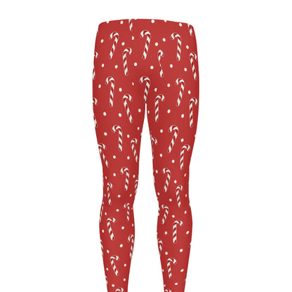 Candy Cane Polka Dot Pattern Print Men's leggings