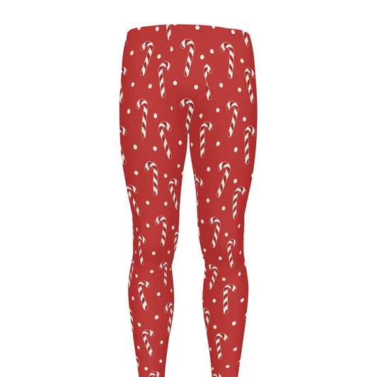 Candy Cane Polka Dot Pattern Print Men's leggings