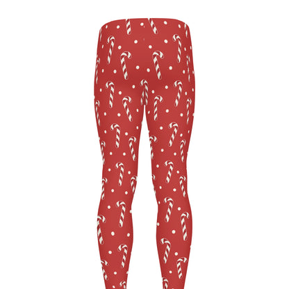 Candy Cane Polka Dot Pattern Print Men's leggings