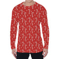 Candy Cane Polka Dot Pattern Print Men's Long Sleeve T-Shirt