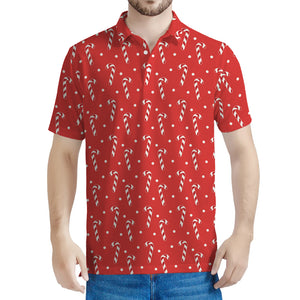 Candy Cane Polka Dot Pattern Print Men's Polo Shirt