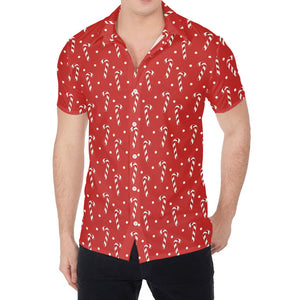 Candy Cane Polka Dot Pattern Print Men's Shirt