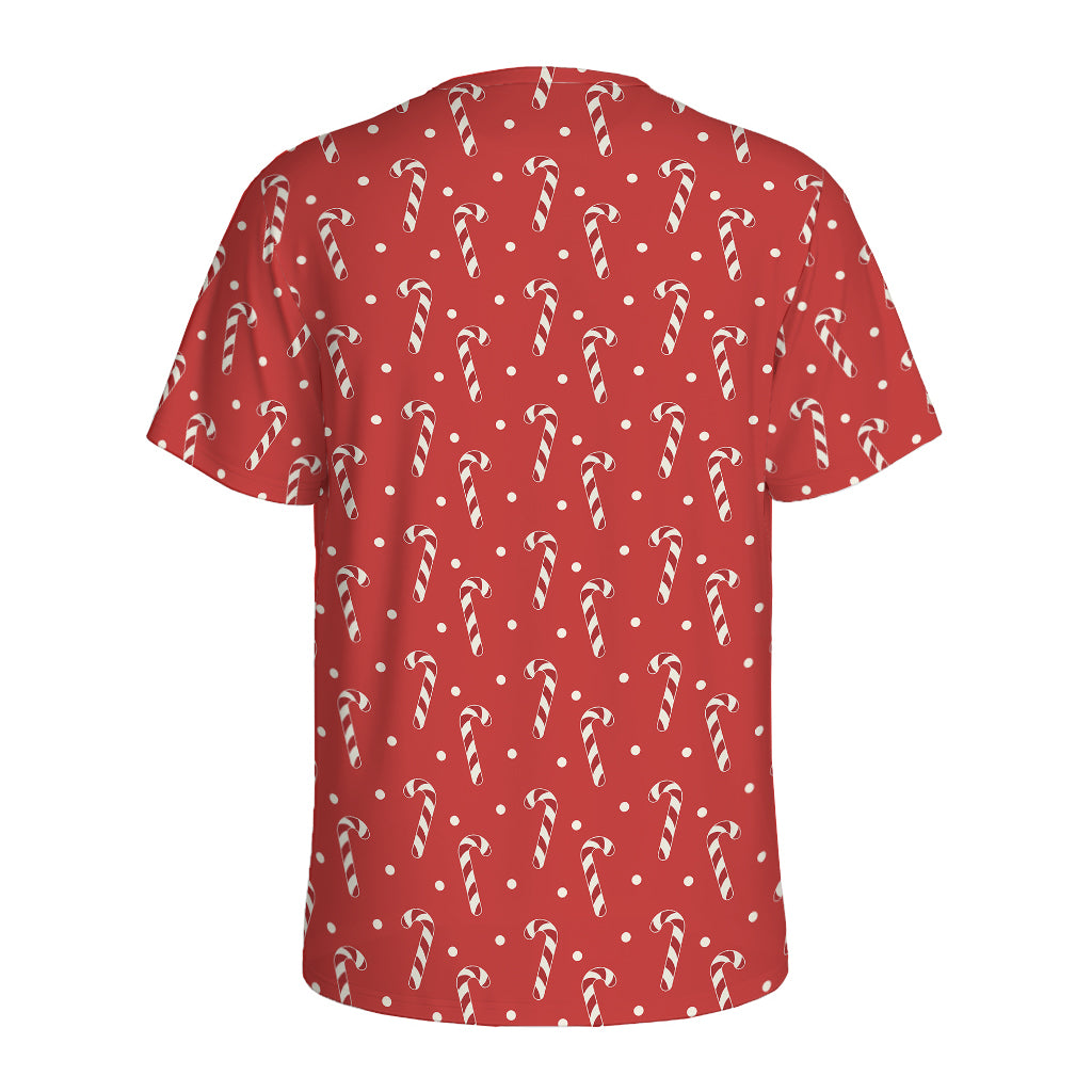 Candy Cane Polka Dot Pattern Print Men's Sports T-Shirt