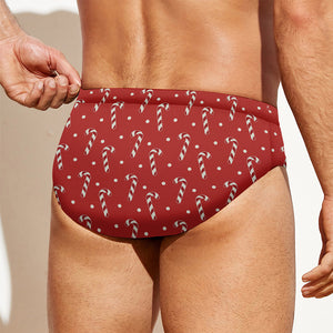 Candy Cane Polka Dot Pattern Print Men's Swim Briefs