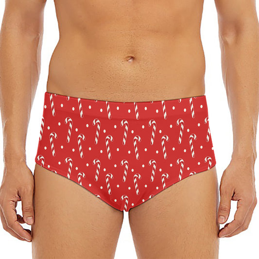 Candy Cane Polka Dot Pattern Print Men's Triangle Swim Briefs