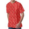 Candy Cane Polka Dot Pattern Print Men's Velvet T-Shirt