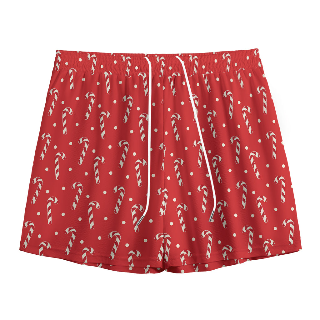 Candy Cane Polka Dot Pattern Print Mesh Shorts
