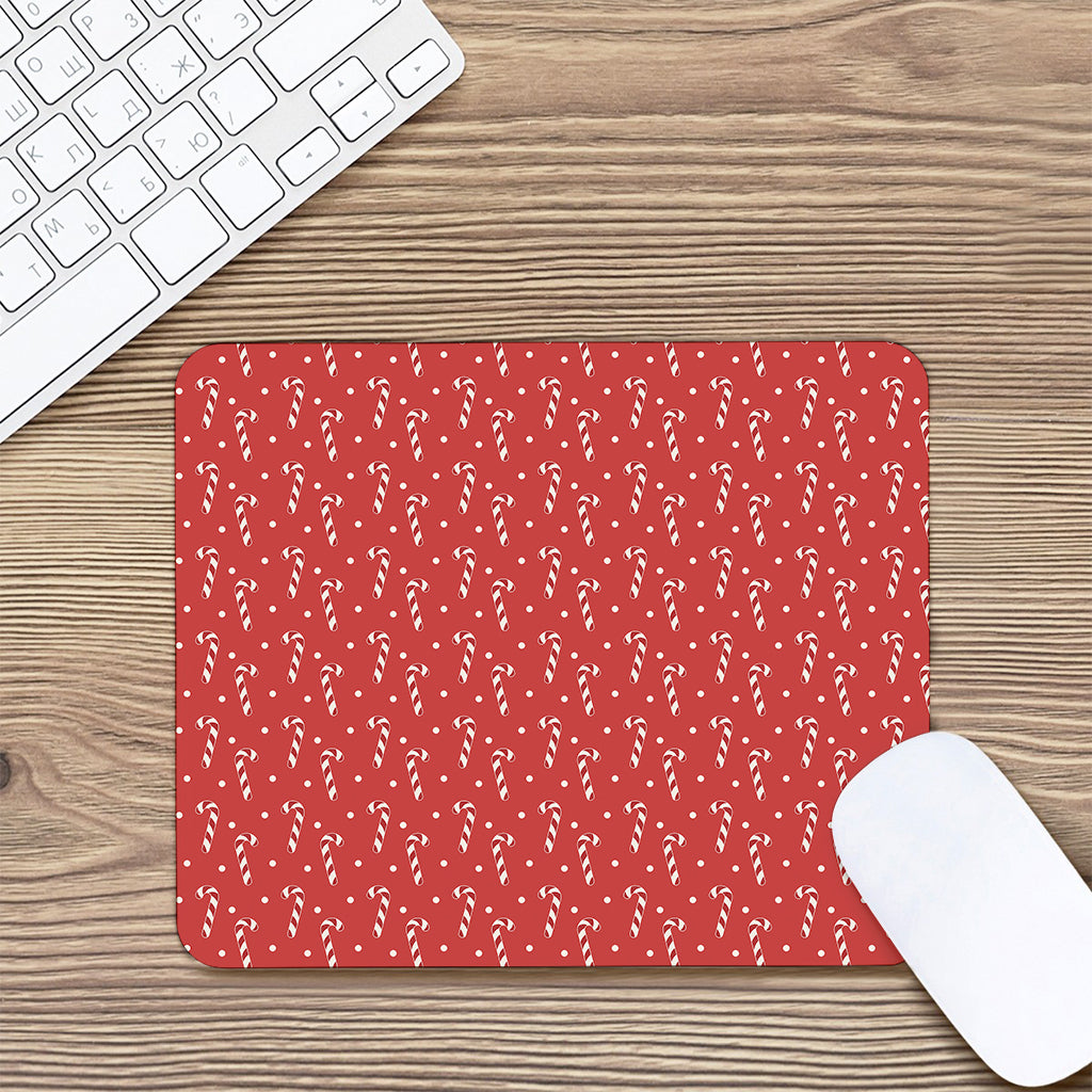 Candy Cane Polka Dot Pattern Print Mouse Pad