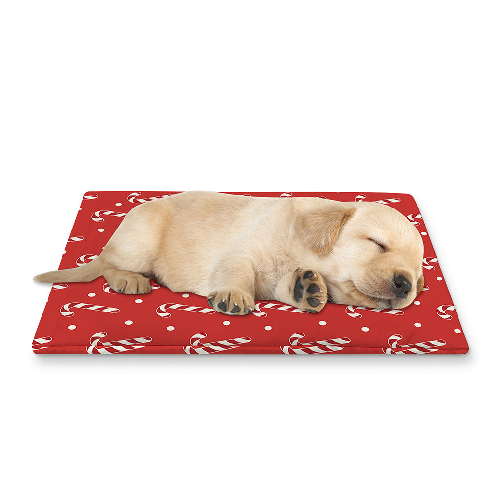 Candy Cane Polka Dot Pattern Print Pet Cooling Mat Cover