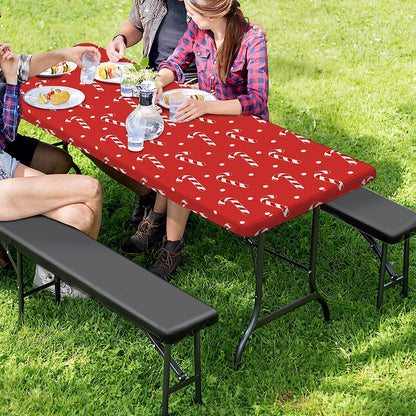 Candy Cane Polka Dot Pattern Print Picnic Table Cover