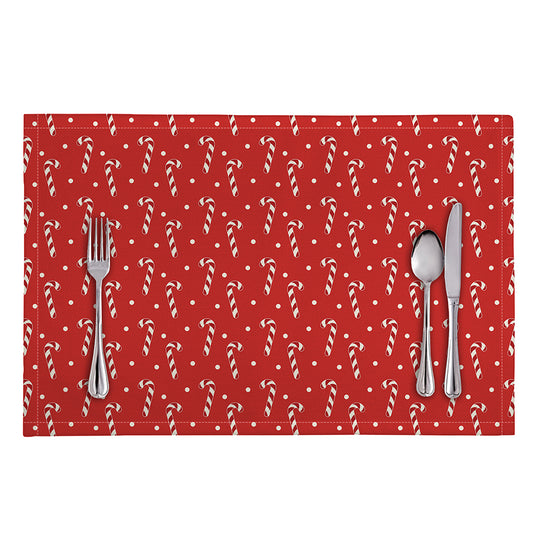 Candy Cane Polka Dot Pattern Print Placemat