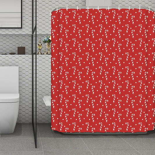 Candy Cane Polka Dot Pattern Print Polyester Shower Curtain