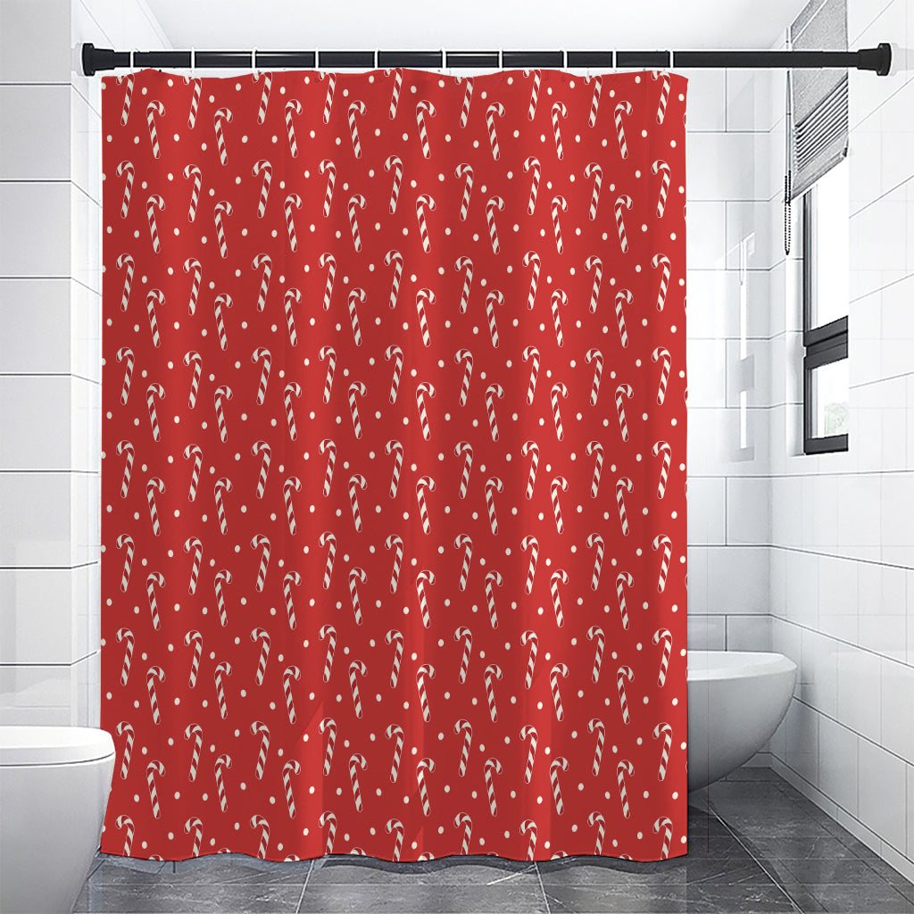 Candy Cane Polka Dot Pattern Print Premium Shower Curtain