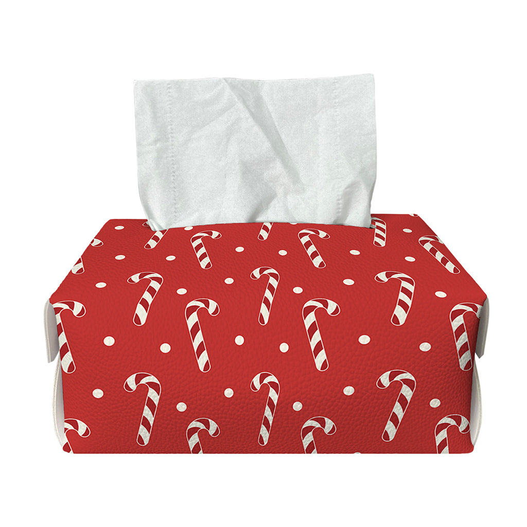 Candy Cane Polka Dot Pattern Print Rectangle Tissue Box Cover