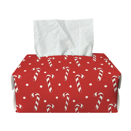 Candy Cane Polka Dot Pattern Print Rectangle Tissue Box Cover