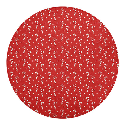 Candy Cane Polka Dot Pattern Print Round Blanket