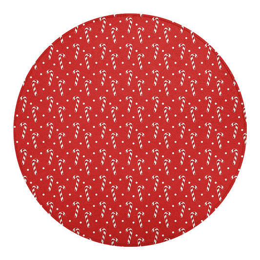 Candy Cane Polka Dot Pattern Print Round Blanket