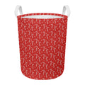 Candy Cane Polka Dot Pattern Print Round Laundry Basket