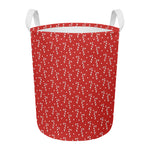 Candy Cane Polka Dot Pattern Print Round Laundry Basket