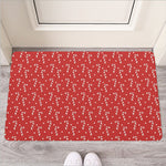 Candy Cane Polka Dot Pattern Print Rubber Doormat