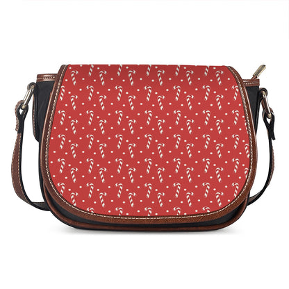 Candy Cane Polka Dot Pattern Print Saddle Bag