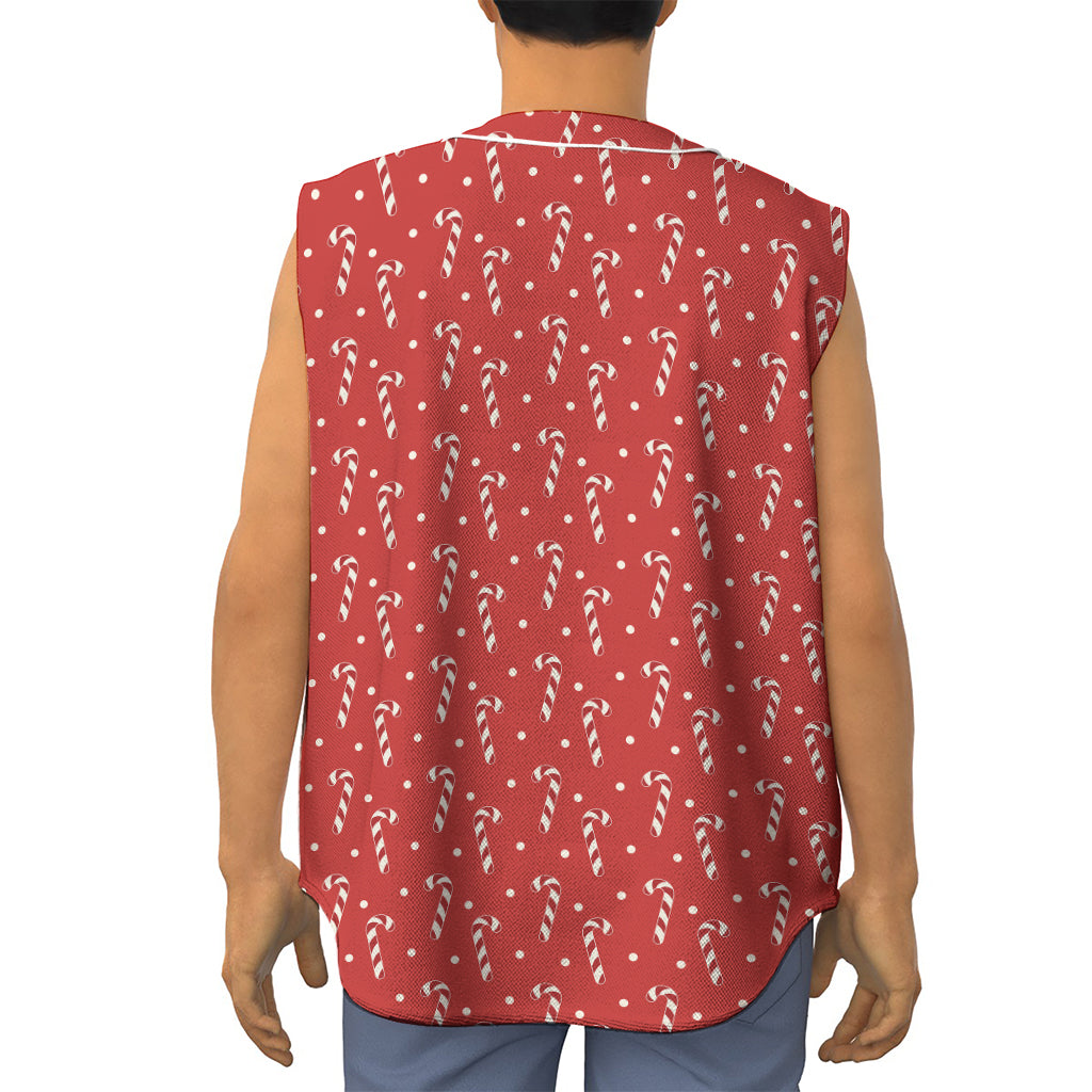 Candy Cane Polka Dot Pattern Print Sleeveless Baseball Jersey
