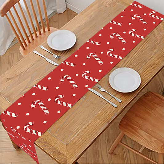 Candy Cane Polka Dot Pattern Print Table Runner
