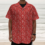 Candy Cane Polka Dot Pattern Print Textured Short Sleeve Shirt
