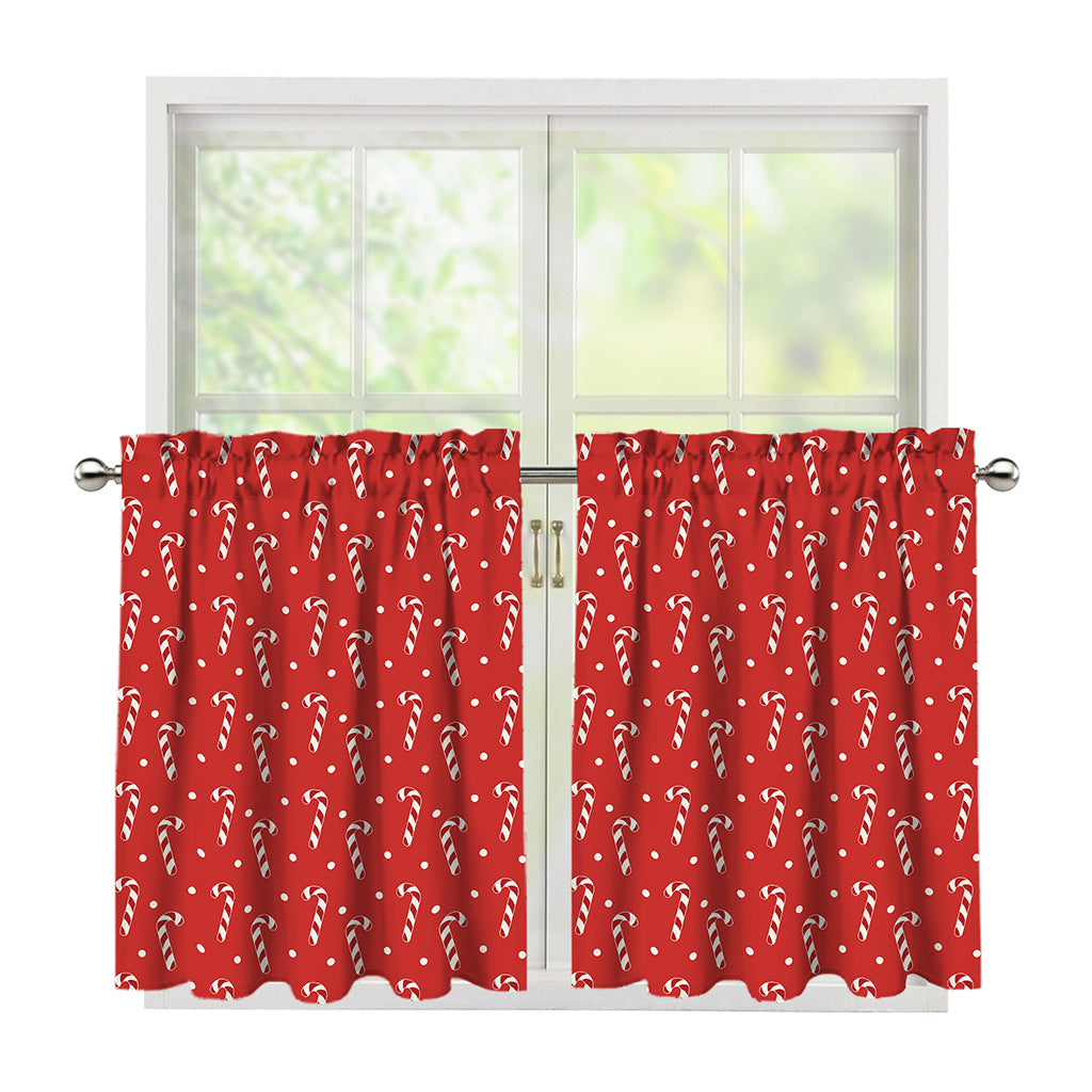 Candy Cane Polka Dot Pattern Print Tier Curtains
