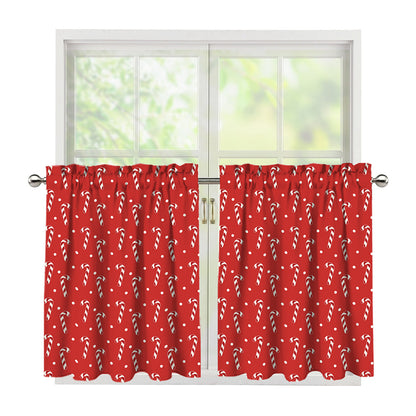 Candy Cane Polka Dot Pattern Print Tier Curtains