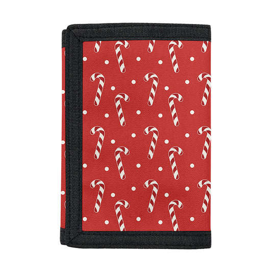 Candy Cane Polka Dot Pattern Print Trifold Wallet