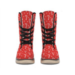 Candy Cane Polka Dot Pattern Print Winter Boots